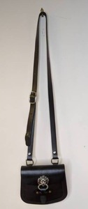 lot 132 image: Small Black Leather Bag with Lion Head