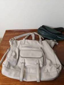 lot 137 image: Beautiful Steve Madden Cream Colored Large Handbag, Vintage Green Fanny Pack