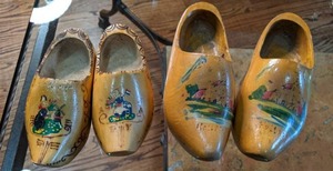 lot 182 image: (2) Pairs of Beautiful Solid Wood Clogs