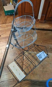 lot 185 image: Beautiful 2 Tier Fruit Basket & Mail Organizer w Hooks (New)