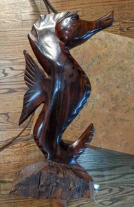 lot 195 image: Charming Hand Carved Wooden Seahorse