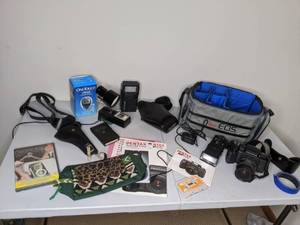 lot 341 image: Pentax SF10 Camera, Gun Holster, Handheld TV, One Touch Ultra2 Blood Glucose Monitoring kit and other electronic and camera accessories