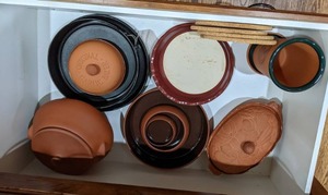 lot 302 image: Terra Cotta cookware lovers dream lot Bakers, Dishes, Wine Cooler, Emile Henry Pie Plate