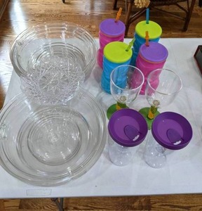 lot 303 image: Plastic cups and meal covers for your next pool party