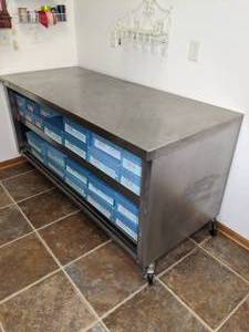 lot 17 image: AERO Stainless Steel Commercial Rolling Counter with Storage