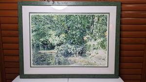 lot 89 image: Beautiful River Bank and Trees Print Framed and Matted