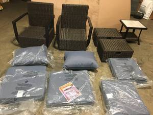 lot 8 image: Whitrfield 5-pc Wicker Outdoor Patio Set Bottom may not be stable Customer Returns See Pictures