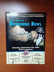 Rushmore Bowl Program Signed by Tony Dorsett