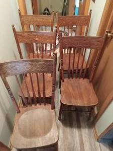 lot 185 image: Five Vintage Wood Chairs