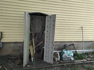 lot 484 image: Two Door Cabinet with Outdoor Supplies
