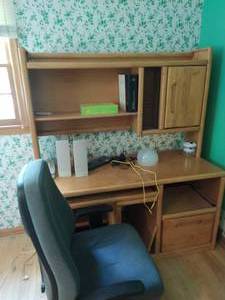 lot 123 image: Desk With Office Chair And Paper Shredder