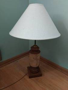 lot 135 image: Wood Table World Map Lamp