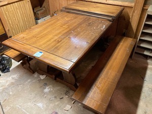 lot 242 image: Hardwood Table & Benches