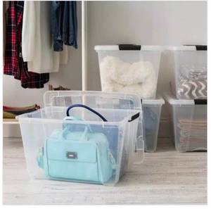 lot 50 image: 53 Qt. Stack and Pull Box in Clear (5-Pack)