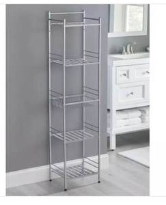 lot 26 image: Slat Style 14 in.Wx 11 in.Dx58.5 in. H Towel Tower in Nickel