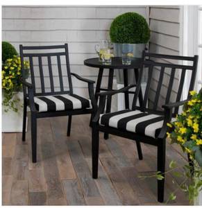 lot 42 image: Tuxedo Stripe Black Square Outdoor Seat Cushion (2-Pack)