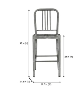 lot 11 image: Kipling Gunmetal Gray Metal Counter Stool with Back (16.54 in. W x 38.98 in. H)
