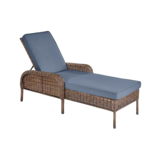 lot 3 image: Cambridge Brown Wicker Outdoor Patio Chaise Lounge with Malachite Green Cushions the retail price $309.00