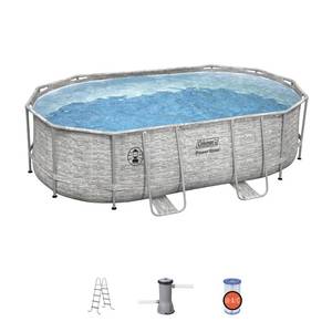 lot 1 image: Coleman Power Steel Frame 16 x 10 x 48 Oval Pool Set