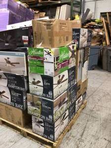 lot 30 image: Pallet of Hampton Bay Fans (various models, condtions, and colors)