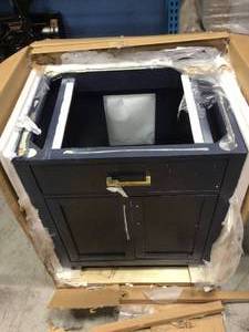 lot 7 image: Altair Ivy 30 in. Bath Vanity in Royal Blue with Carrara Marble Vanity Top in White  TOP NOT INCLUDED see pictures