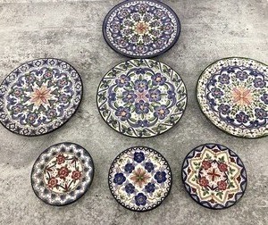 Collection of Seven Hand Painted Plates Cera Plat from Spain