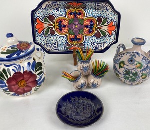 Colorful Collection of Ceramic Pieces from Spain & Mexico