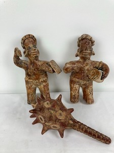 Primitive Clay Figures and Rattle- Central America