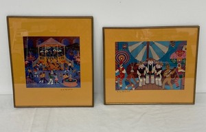 Two Colorful Euginia Lewis Framed Prints from Mexico