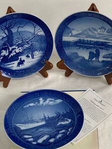Three Royal Copenhagen Blue & White Collectible Plates -Denmark