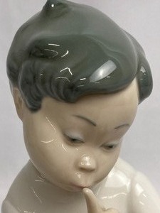 Lladro Figurine # 4522 - Boy With Dog, Shh, Quiet Puppy