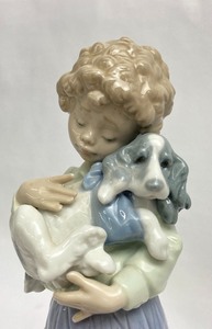Two Porcelain Lladro Figurines - #7609 My Buddy and #6166 Dear Santa - Boys & Their Dogs