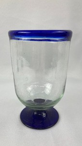 Four Mexican Tumblers with Cobalt Blue Rim