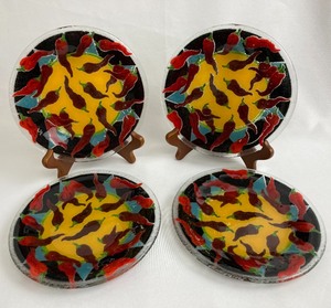 Glass Plates with Colorful Chili Pattern