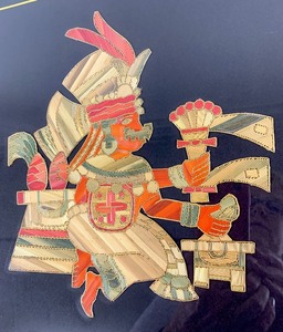 Vintage Mexican Folk Art Popotillo Straw Mosaic Piece