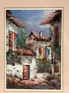 Two Framed Oil On Canvas Village Scenes