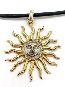 Sergio Bustamante SterlingGold-Tone Sun Pendant on 17 Cord, Both Signed