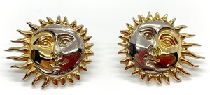 Vintage Sergio Bustamante Signed SterlingGold-Tone Sun Earrings and Sterling Cross Necklace, Signed
