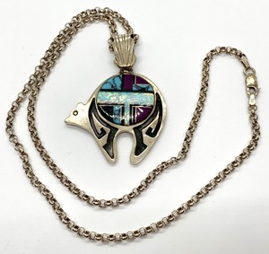 Turquoise Sterling Jewelry Mix Including Large Inlaid TurqOpal Bear Pendant