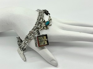 Vintage 1960s Iconic Sterling Silver Charm Bracelet w7 Charms (5 Sterling)
