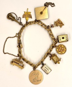 Vintage Iconic 1961 Charm Bracelet w 10 charms (14K, Sterling, 120 12K)