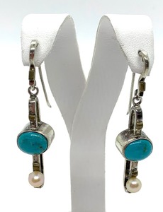 Signed Vintage Sterling Jewelry - PendantEarring Sets of Pink Coral, Red Agate and Unique Turquoise Earrings