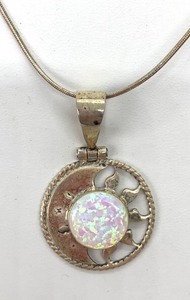 Sterling Montero Taxco SunMoon Eclipse Necklace w Fiery Opal And 4 Other Sterling Pieces