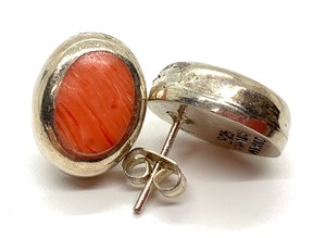 Like New Vintage Sterling Pink Coral Set - Post Earrings, Bracelet and Size 4.5 Ring