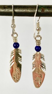 3 Vintage Sterling Earring Pairs Including A Ray Tracey Navajo Lapis Feather Pair
