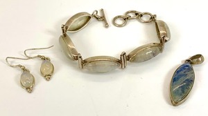 Moonstone or Opalite Set- sterling silver
