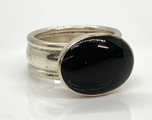 3 Lovely Vintage Sterling Silver Rings - Two Black Onyx and One Two-Tone