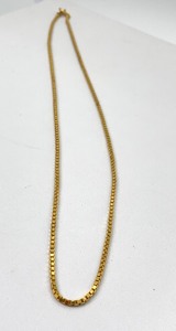 18K Yellow Gold Box Chain Necklace, 17.75 Long