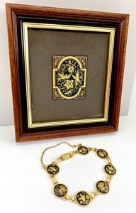 Framed Damascene Pendant and a 7-14 Damascene Bracelet