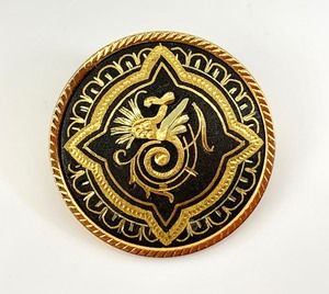 Round Damascene Pin and Earring Set